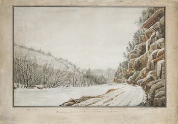 Vue sur la nouvelle route à péage, en bordure de la Juniata, avec une vue lointaine..., 1820