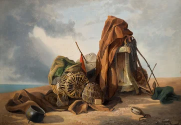 Nature morte avec scène de plage, 1858.