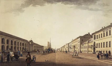 Vue de la perspective Nevski près du Gostiny Dvor à Saint-Pétersbourg, 1799