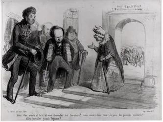 Dumas, Hugo et Balzac cherchant leur admission à l