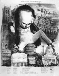 Victor Hugo (1802 - 1885), écrivain français, caricature de Benjamin.