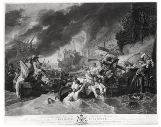 Bataille de La Haye, 29 mai 1692, gravée par William Woollett (1735-85) 1781