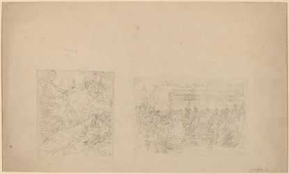 Étude de Moïse frappant le rocher et une procession (verso)