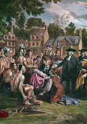 William Penn, colon quaker anglais, traitant avec les Amérindiens, 1682 1771-1772