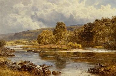Une île sur la LLugwy juste en dessous de Capel Curig, nord du Pays de Galles