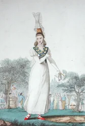Une Cauchoise en costume traditionnel pour les jours de fête, gravée par Gatine vers 1830