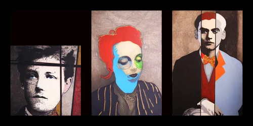 Arthur, Marguerite  Federico, 2014 (huile sur 3 toiles imprimées juxtaposées)