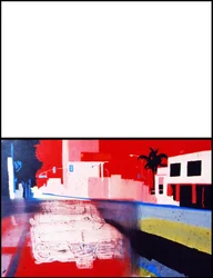 Voiture californienne sur bande californienne, 2003 (huile sur 2 toiles juxtaposées)