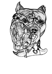 Double rottweiler, 2019 (encre sur papier)