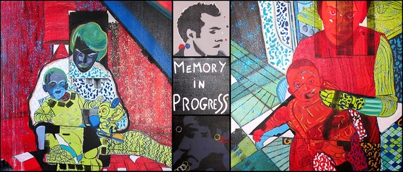 Memory in progress, 2001 (huile et acrylique sur 5 toiles juxtaposées)