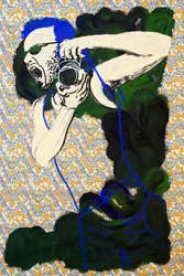 Passager 25, 2020 (acrylique sur papier japonais sérigraphié)