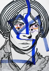 Surportrait : Charlotte Brontë, 2019 (acrylique sur papier)