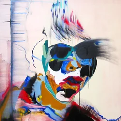 Surportrait : Étude de visage en paysage, 2005 (oil on canvas)