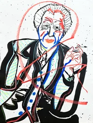Surportrait : Frank Lloyd Wright, 2022 (acrylique sur papier)