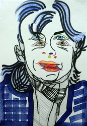 Surportrait : Fred Vargas, 2019 (acrylique sur papier)