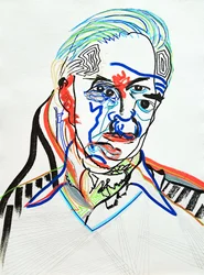 Surportrait : Hans J. Wegner, 2022 (acrylique sur papier)