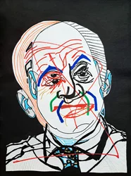 Surportrait : Oscar Niemeyer, 2022 (acrylique sur papier)