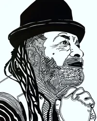 Surportrait : Rodney Saint-Éloi, 2021 (acrylic on paper)