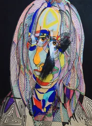 Surportrait : Virginie Despentes, 2021 (huile et acrylique sur panneau de bois)