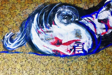 Surportrait japonais 2, 2020 (acrylique sur papier japonais sérigraphié)