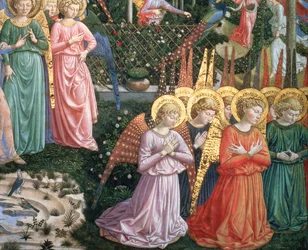 Anges dans un paysage céleste (détail)