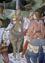 Détail du cycle du Voyage des Mages dans la chapelle, vers 1460 (fresque)