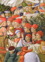Visages dans la procession (détail du cycle du Voyage des Mages dans la chapelle)