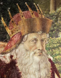 Procession des Mages par Benozzo Gozzoli (1420-1497), fresque. Détail. Chapelle du Palazzo Medici Riccardi, Florence.