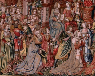 Tapisserie flamande. Série Les Honneurs. Justice. Neuvième tapisserie de la série. Modèle Dessinateurs du cercle de Bernard van Orley et Jan Gossaert (Mabuse). Manufacture Pieter van Aelst, Bruxelles. Vers 1550