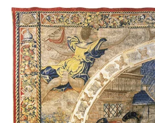 Tapisserie allégorique de Bruxelles représentant le mois de décembre de "Les Mois Médaillons", c.1525