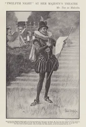 Herbert Beerbohm Tree en Malvolio dans une production de La Nuit des rois de Shakespeare au Her Majesty