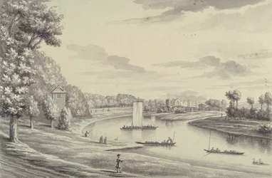 Vue ouest du ferry de Hampton Court et de l