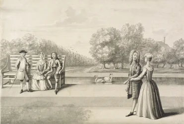 Figures sur la rive du Long Water, Hampton Court Palace