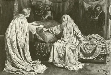 Mlle Ellen Terry en Cordelia, M. Henry Irving en Roi Lear