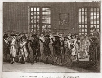 Une congrégation de juifs en deuil exécutant les Acafoth lors d