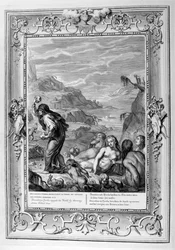 Deucalion et Pyrrha repeuplent le monde en jetant des pierres derrière eux, 1733