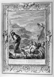 Deucalion survit au déluge avec sa femme, Pyrrha (gravure)