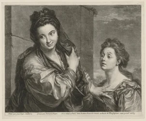 Une femme repousse une autre femme de la main