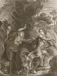 Orphée, conduisant Eurydice hors des Enfers, se retourne et la perd pour toujours, 1731