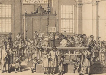 Lecture de la Loi dans la synagogue portugaise de La Haye