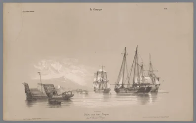 Navires à voile dans le port (La Campagne. Études variées aux deux Crayons)