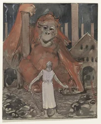 Chevalier et singe géant