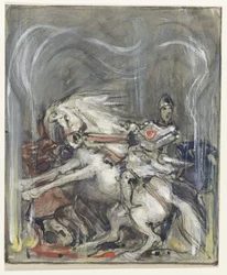 Cavalier sur un cheval cabré