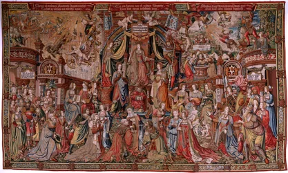 Tapisserie flamande. Série La Passion du Christ (De vierkante passie). Le Christ au Mont des Oliviers (Christus in de Hof van Olijven). Manufacture Pieter de Pannemaeker, Bruxelles. Dessinateur Barend van Orley. Vers 1518-1522.
