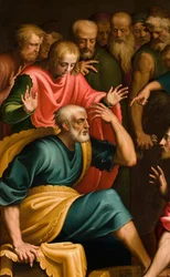 Chapelle du Saint-Sacrement, Première travée côté sud, Bernardino Campi, Lavement des pieds, Détail 1569