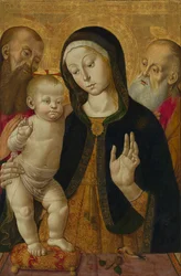 Madone et enfant avec deux saints ermites, début des années 1480 (tempera sur panneau)