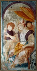 Italie, Varallo, fragment de peinture de La Flagellation