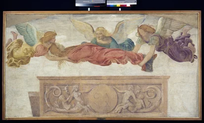 Le corps de Sainte Catherine porté par des anges, c.1514 (détaché de la fresque portée sur panneau)