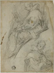 Deux études de Chartreux (recto); Trois esquisses de têtes de Chartreux (verso)