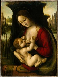 Madone et enfant (huile sur bois)